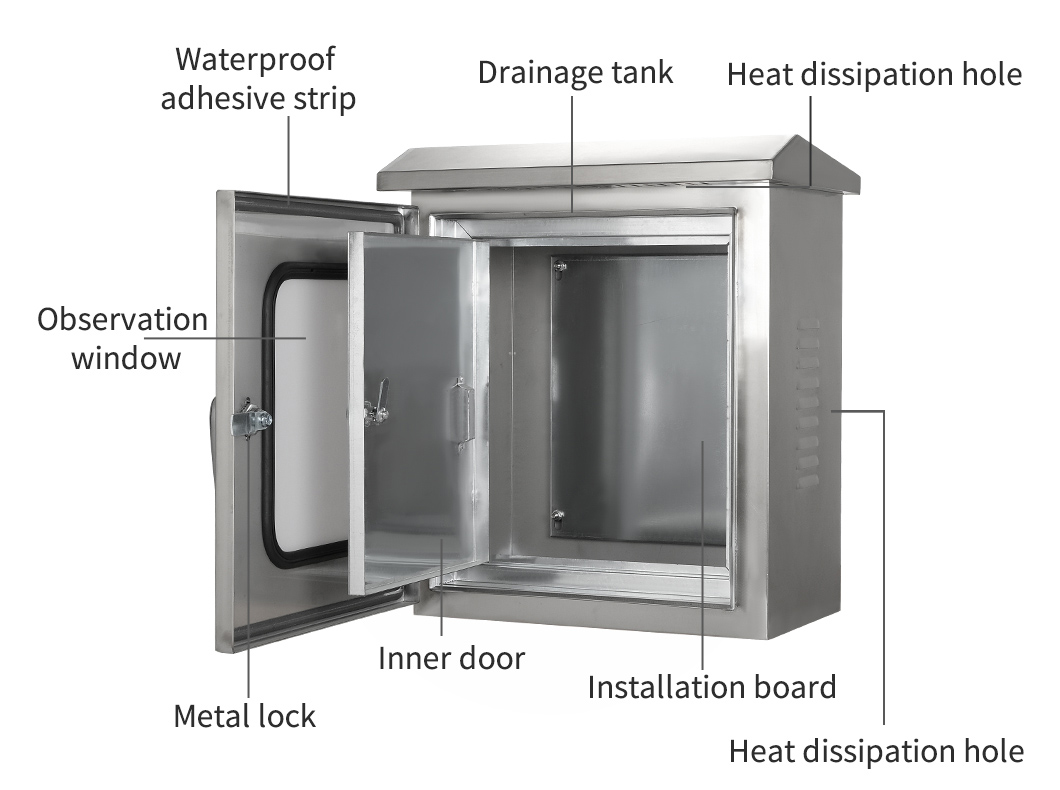 خزانة كهربائية من الفولاذ المقاوم للصدأ ذات بابين