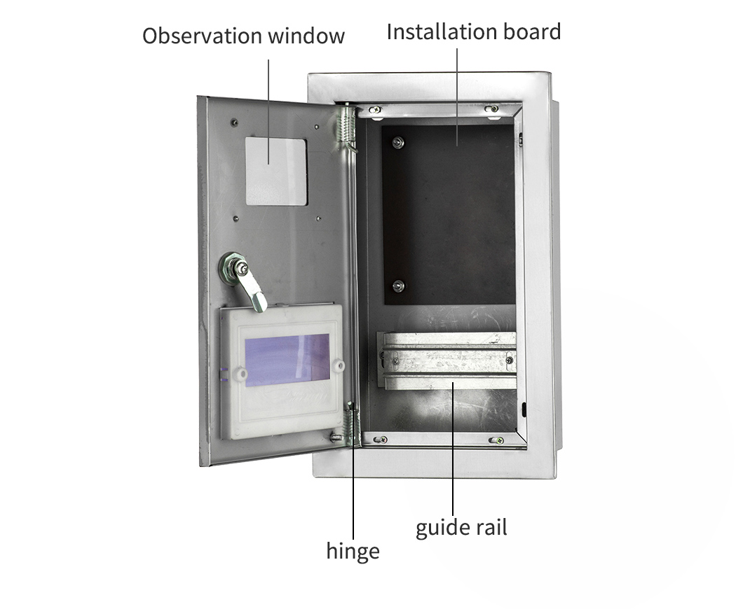 صندوق عداد كهرباء من الفولاذ المقاوم للصدأ مثبت في الحائط