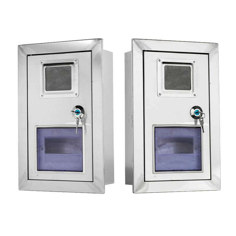 صندوق عداد حائطي من الفولاذ المقاوم للصدأ مع نافذة
